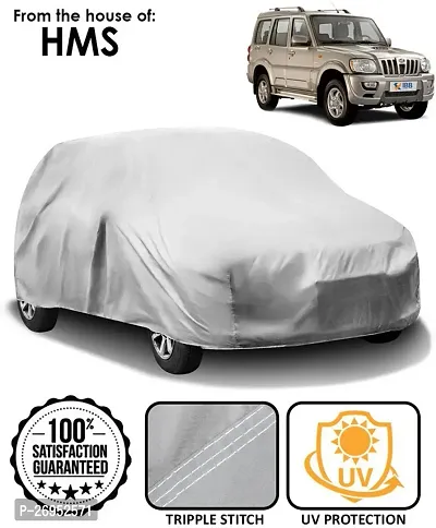 Autoretail Car Cover For Mahindra Scorpio (Without Mirror Pockets) (Silver)-thumb0