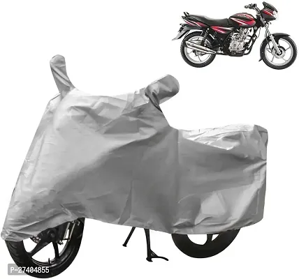 Stylish Two Wheeler Cover For Bajaj - Discover 100 DTS-I, Silver-thumb0