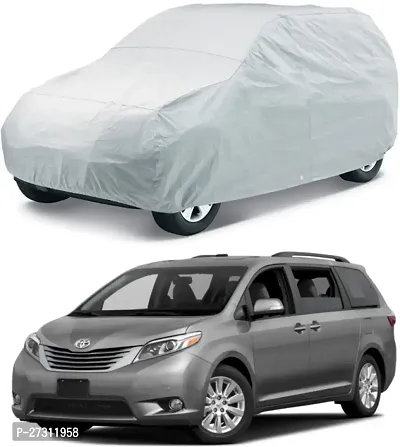 Stylish Car Cover For Toyota Siena - Without Mirror Pockets - Silver, For 2008, 2009, 2006, 2007, 2013, 2005, 2014, 2015, 2012, 2011, 2010, 2016, 2017 Models