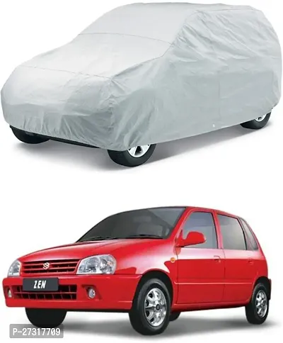 Stylish Car Cover For Maruti Suzuki Zen Without Mirror Pockets Silver, For 2008, 2009, 2006, 2007, 2013, 2005, 2014, 2015, 2012, 2011, 2010, 2016, 2017 Models-thumb0