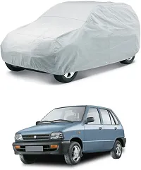 Stylish Car Cover For Maruti Suzuki Universal For Hatchback, 800 - Without Mirror Pockets - Silver, For 2017 Models-thumb1