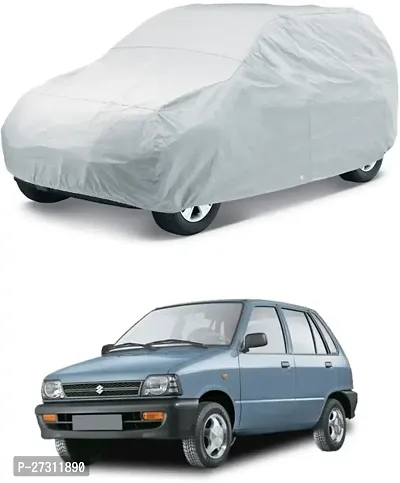 Stylish Car Cover For Maruti Suzuki Universal For Hatchback, 800 - Without Mirror Pockets - Silver, For 2017 Models-thumb2