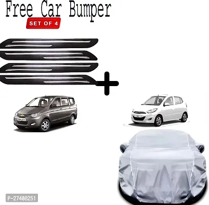 Designer Car Cover For Hyundai I10, Santro Xing, Spark, Eon D Lite, Santro, Alto 800 (Silver)-thumb0