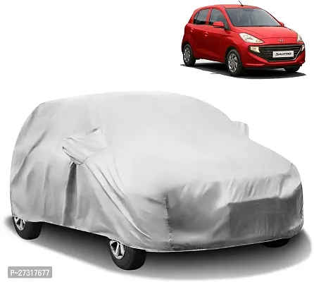 Stylish Car Cover For Hyundai Santro With Mirror Pockets Silver