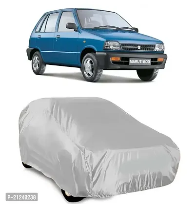 Car Body Cover Compatible with Maruti Suzuki 800 Custom Fit Dustproof UV Heat Resistant Indoor Outdoor Body Protection (silver matty)-thumb0