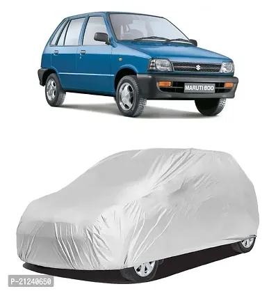 Premium Silver Matty Triple Stitched Car Body Cover with Mirrorout Pocket for Maruti Car 800