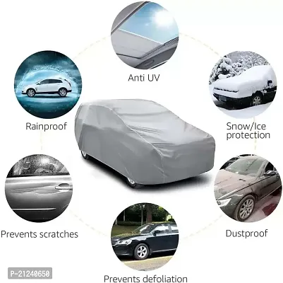 Premium Silver Matty Triple Stitched Car Body Cover with Mirrorout Pocket for Maruti Car 800-thumb3