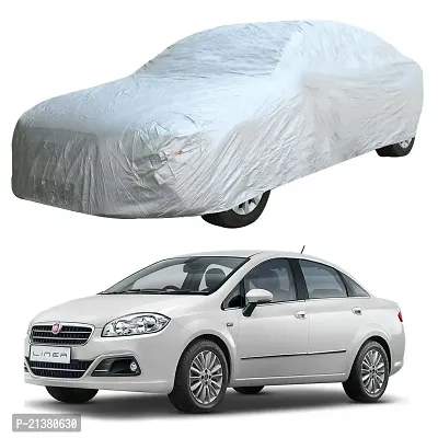 Dust Proof - car Body Cover for Compatible with Fiat Linea car Cover - Water Resistant UV Proof - car Body Cover (Silver Matty without Mirror)