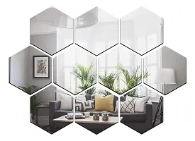 Classic 10 Hexagon Silver Acrylic Mirror Wall Sticker|Mirror For Wall|Mirror Stickers For Wall|Wall Mirror|Flexible Mirror|3D Mirror Wall Stickers|Wall Sticker Cp-512-thumb1