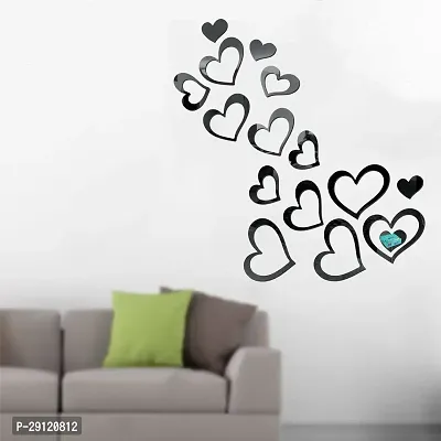 Classic 16 Love Heart Black-Cp665 Acrylic Mirror Wall Sticker|Mirror For Wall|Mirror Stickers For Wall|Wall Mirror|Flexible Mirror|3D Mirror Wall Stickers|Wall Sticker Cp-1191-thumb0