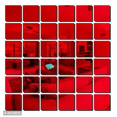 Classic 20 Big Square Red-Cp188 Acrylic Mirror Wall Sticker|Mirror For Wall|Mirror Stickers For Wall|Wall Mirror|Flexible Mirror|3D Mirror Wall Stickers|Wall Sticker Cp-714