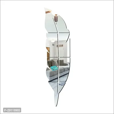 Classic Plume Feather Silver Acrylic Mirror Wall Sticker|Mirror For Wall|Mirror Stickers For Wall|Wall Mirror|Flexible Mirror|3D Mirror Wall Stickers|Wall Sticker Cp-480-thumb2