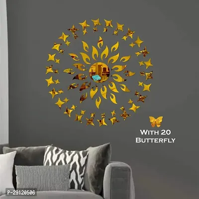 Classic Sun 25S.25L. Star Golden 20 Butterfly-Cp377 Acrylic Mirror Wall Sticker|Mirror For Wall|Mirror Stickers For Wall|Wall Mirror|Flexible Mirror|3D Mirror Wall Stickers|Wall Sticker Cp-903-thumb3