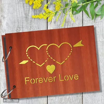 Classic Forever Love Artworks Wooden Photo Album Scrap Book With 10 Butterfly 3D Acrylic Sticker 40 Pages Plus 2 Glitter Golden Paper Sheets-thumb2