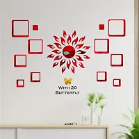 Classic Sun 12 Square Red 20 Butterfly-Cp319 Acrylic Mirror Wall Sticker|Mirror For Wall|Mirror Stickers For Wall|Wall Mirror|Flexible Mirror|3D Mirror Wall Stickers|Wall Sticker Cp-845-thumb2