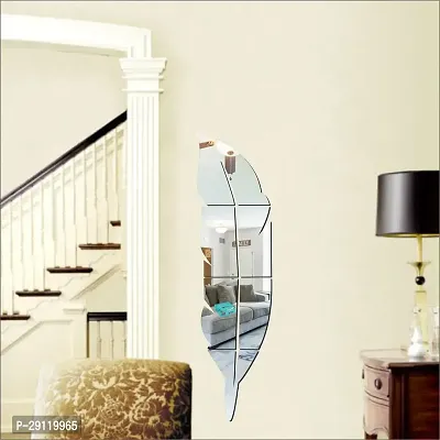 Classic Plume Feather Silver Acrylic Mirror Wall Sticker|Mirror For Wall|Mirror Stickers For Wall|Wall Mirror|Flexible Mirror|3D Mirror Wall Stickers|Wall Sticker Cp-480-thumb0