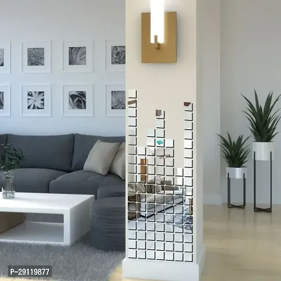 Classic 100 Square Silver Acrylic Mirror Wall Sticker|Mirror For Wall|Mirror Stickers For Wall|Wall Mirror|Flexible Mirror|3D Mirror Wall Stickers|Wall Sticker Cp-393