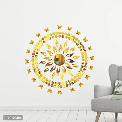 Classic Sun And 100 Duck Dot Golden 20 Butterfly-Cp352 Acrylic Mirror Wall Sticker|Mirror For Wall|Mirror Stickers For Wall|Wall Mirror|Flexible Mirror|3D Mirror Wall Stickers|Wall Sticker Cp-878-thumb0