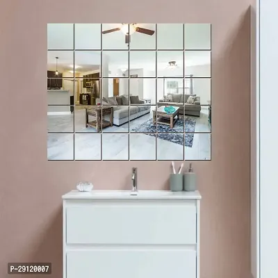 Classic Big Square 30 Silver Acrylic Mirror Wall Sticker|Mirror For Wall|Mirror Stickers For Wall|Wall Mirror|Flexible Mirror|3D Mirror Wall Stickers|Wall Sticker Cp-515-thumb2