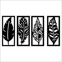 Classic Leaf Frame Wall Sculptures, Wall Art, Wall Decor, Black Wooden Art Home Decor Items For Livingroom Bedroom Kitchen Office Wall, Wall Stickers And Murals (28 X 48 Cm)-thumb1