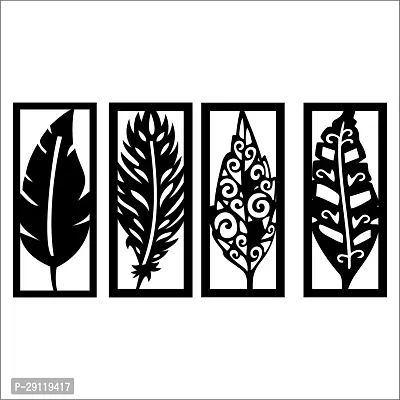 Classic Leaf Frame Wall Sculptures, Wall Art, Wall Decor, Black Wooden Art Home Decor Items For Livingroom Bedroom Kitchen Office Wall, Wall Stickers And Murals (28 X 48 Cm)-thumb2