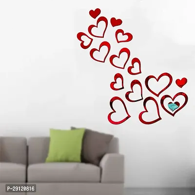 Classic 16 Love Heart Red-Cp669 Acrylic Mirror Wall Sticker|Mirror For Wall|Mirror Stickers For Wall|Wall Mirror|Flexible Mirror|3D Mirror Wall Stickers|Wall Sticker Cp-1195-thumb0