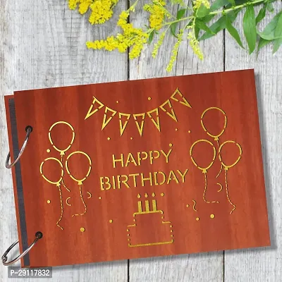 Classic Happy Birthday Cake Artworks Wooden Photo Album Scrap Book With 10 Butterfly 3D Acrylic Sticker 40 Pages Plus 2 Glitter Golden Paper Sheets-thumb2