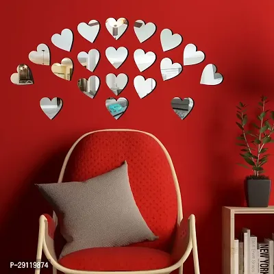 Classic 20 Heart Silver Acrylic Mirror Wall Sticker|Mirror For Wall|Mirror Stickers For Wall|Wall Mirror|Flexible Mirror|3D Mirror Wall Stickers|Wall Sticker Cp-390