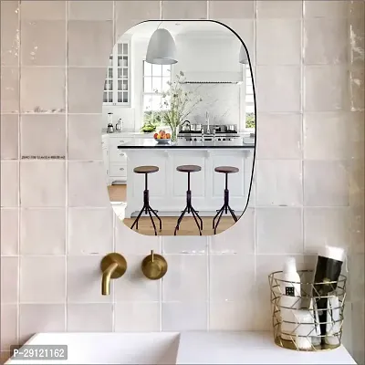Classic Rectangle Oval Mirror Plastic And Flexible Mirror Sticker | Non-Glass Mirror Wall Stickers For Walls (20X30) Cm | Mirror Stickers For Home And Bathroom Decoration | Wall Sticker Wall Mirrors-thumb2