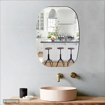 Classic Rectangle Oval Mirror Plastic And Flexible Mirror Sticker | Non-Glass Mirror Wall Stickers For Walls (20X30) Cm | Mirror Stickers For Home And Bathroom Decoration | Wall Sticker Wall Mirrors-thumb0