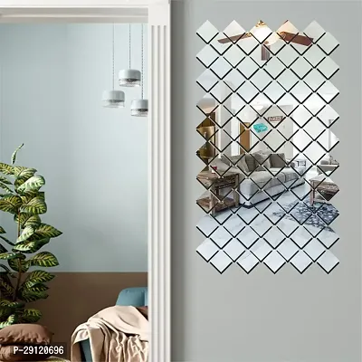 Classic 100 Square Silver-Cp554 Acrylic Mirror Wall Sticker|Mirror For Wall|Mirror Stickers For Wall|Wall Mirror|Flexible Mirror|3D Mirror Wall Stickers|Wall Sticker Cp-1080-thumb0