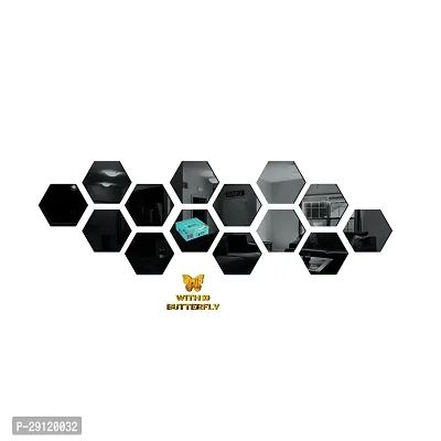 Classic 14 Hexagon Black-Cp13 Acrylic Mirror Wall Sticker|Mirror For Wall|Mirror Stickers For Wall|Wall Mirror|Flexible Mirror|3D Mirror Wall Stickers|Wall Sticker Cp-539-thumb2