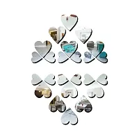 Classic 12 Large 12 Small Heart Silver Acrylic Mirror Wall Sticker|Mirror For Wall|Mirror Stickers For Wall|Wall Mirror|Flexible Mirror|3D Mirror Wall Stickers|Wall Sticker Cp-378-thumb1