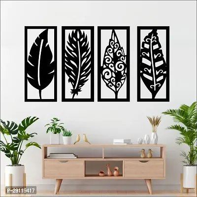 Classic Leaf Frame Wall Sculptures, Wall Art, Wall Decor, Black Wooden Art Home Decor Items For Livingroom Bedroom Kitchen Office Wall, Wall Stickers And Murals (28 X 48 Cm)