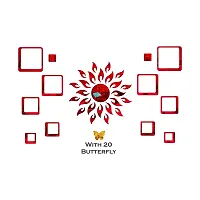 Classic Sun 12 Square Red 20 Butterfly-Cp319 Acrylic Mirror Wall Sticker|Mirror For Wall|Mirror Stickers For Wall|Wall Mirror|Flexible Mirror|3D Mirror Wall Stickers|Wall Sticker Cp-845-thumb1