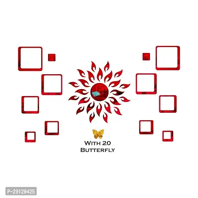 Classic Sun 12 Square Red 20 Butterfly-Cp319 Acrylic Mirror Wall Sticker|Mirror For Wall|Mirror Stickers For Wall|Wall Mirror|Flexible Mirror|3D Mirror Wall Stickers|Wall Sticker Cp-845-thumb2