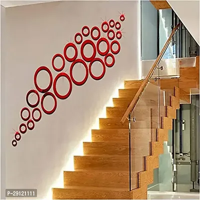 Classic 30 Rings And Dots Red Acrylic Mirror Wall Sticker|Mirror For Wall|Mirror Stickers For Wall|Wall Mirror|Flexible Mirror|3D Mirror Wall Stickers|Wall Sticker Cp-1455-thumb0