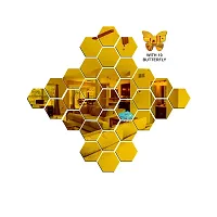 Classic 31 Hexagon Golden-Cp154 Acrylic Mirror Wall Sticker|Mirror For Wall|Mirror Stickers For Wall|Wall Mirror|Flexible Mirror|3D Mirror Wall Stickers|Wall Sticker Cp-680-thumb2