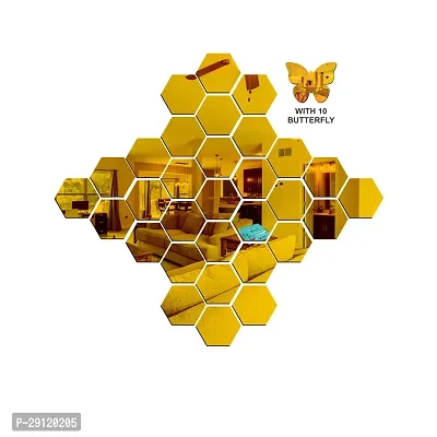 Classic 31 Hexagon Golden-Cp154 Acrylic Mirror Wall Sticker|Mirror For Wall|Mirror Stickers For Wall|Wall Mirror|Flexible Mirror|3D Mirror Wall Stickers|Wall Sticker Cp-680-thumb3