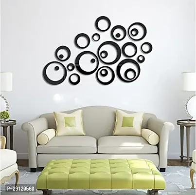 Classic 30 Rings And Dots Black-Cp426 Acrylic Mirror Wall Sticker|Mirror For Wall|Mirror Stickers For Wall|Wall Mirror|Flexible Mirror|3D Mirror Wall Stickers|Wall Sticker Cp-952