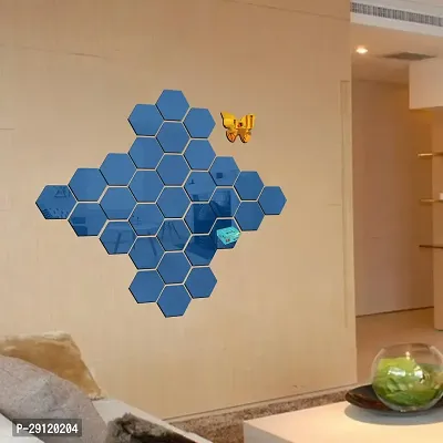 Classic 31 Hexagon Blue-Cp153 Acrylic Mirror Wall Sticker|Mirror For Wall|Mirror Stickers For Wall|Wall Mirror|Flexible Mirror|3D Mirror Wall Stickers|Wall Sticker Cp-679