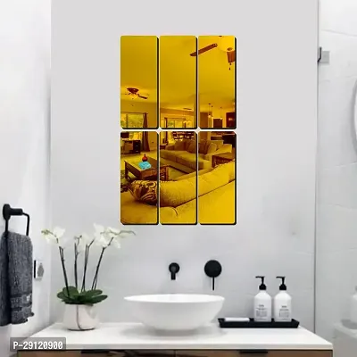 Classic 6 Frame Golden-Cp740 Acrylic Mirror Wall Sticker|Mirror For Wall|Mirror Stickers For Wall|Wall Mirror|Flexible Mirror|3D Mirror Wall Stickers|Wall Sticker Cp-1266-thumb0