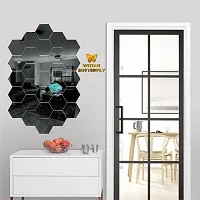 Classic 28 Hexagon Black With 10 Butterfly Golden Acrylic Mirror Wall Sticker|Mirror For Wall|Mirror Stickers For Wall|Wall Mirror|Flexible Mirror|3D Mirror Wall Stickers|Wall Sticker Cp-261-thumb2