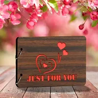 Classic Justforyou Wooden Photo Album Scrap Book With 10 Butterfly 3D Acrylic Sticker 40 Pages Plus 2 Glitter Golden Paper Sheets-thumb2