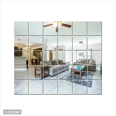 Classic Big Square 30 Silver Acrylic Mirror Wall Sticker|Mirror For Wall|Mirror Stickers For Wall|Wall Mirror|Flexible Mirror|3D Mirror Wall Stickers|Wall Sticker Cp-515-thumb0