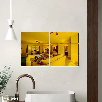 Classic 6 Frame Golden-Cp739 Acrylic Mirror Wall Sticker|Mirror For Wall|Mirror Stickers For Wall|Wall Mirror|Flexible Mirror|3D Mirror Wall Stickers|Wall Sticker Cp-1265