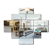 Classic 12 Frame Silver Acrylic Mirror Wall Sticker|Mirror For Wall|Mirror Stickers For Wall|Wall Mirror|Flexible Mirror|3D Mirror Wall Stickers|Wall Sticker Cp-365-thumb1