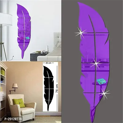 Classic Plum Feather Purple-Cp631 Acrylic Mirror Wall Sticker|Mirror For Wall|Mirror Stickers For Wall|Wall Mirror|Flexible Mirror|3D Mirror Wall Stickers|Wall Sticker Cp-1157