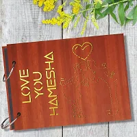 Classic Hamesha Artworks Wooden Photo Album Scrap Book With 10 Butterfly 3D Acrylic Sticker 40 Pages Plus 2 Glitter Golden Paper Sheets-thumb1