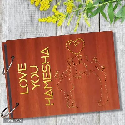 Classic Hamesha Artworks Wooden Photo Album Scrap Book With 10 Butterfly 3D Acrylic Sticker 40 Pages Plus 2 Glitter Golden Paper Sheets-thumb2